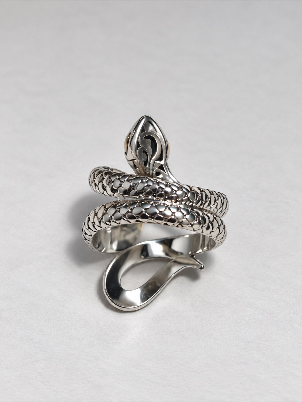 Sterling Silver and 18K Yellow Gold Snake Wrap Ring by Samuel B - Size 7 - Picture 4 of 6